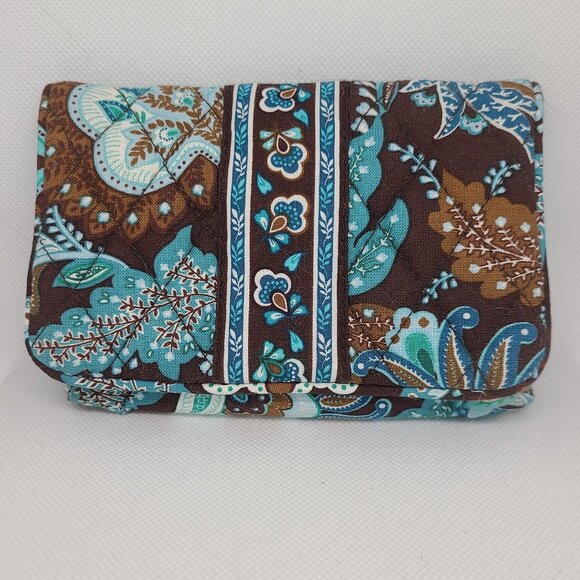 Vera Bradley Half-fold Wallet w/ Coin Closure Quilted Retired Pattern Java Blue - Picture 1 of 7
